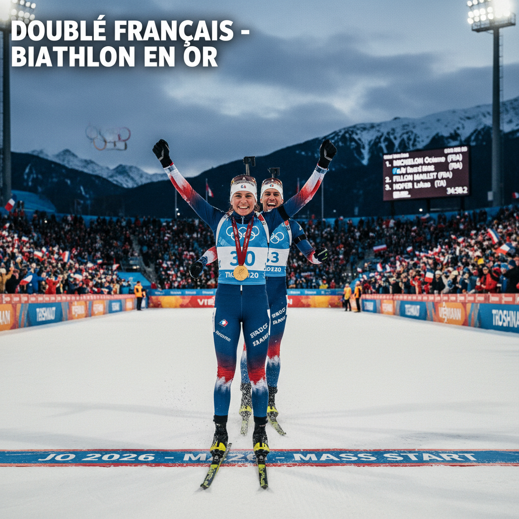 Doublé français en biathlon aux JO 2026 : Océane Michelon en or sur la mass start