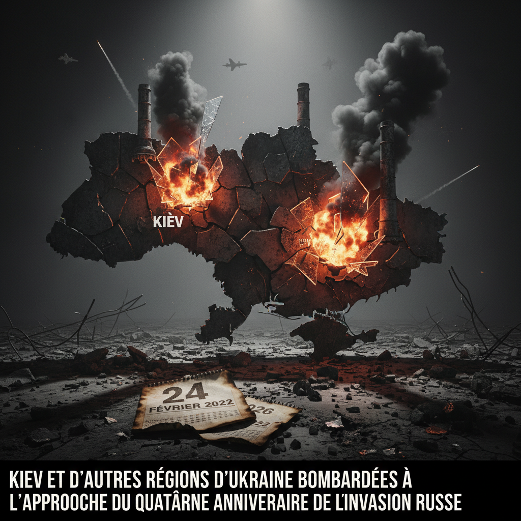 Ukraine : Kiev et d'autres régions bombardées avant le quatrième anniversaire de l'invasion russe