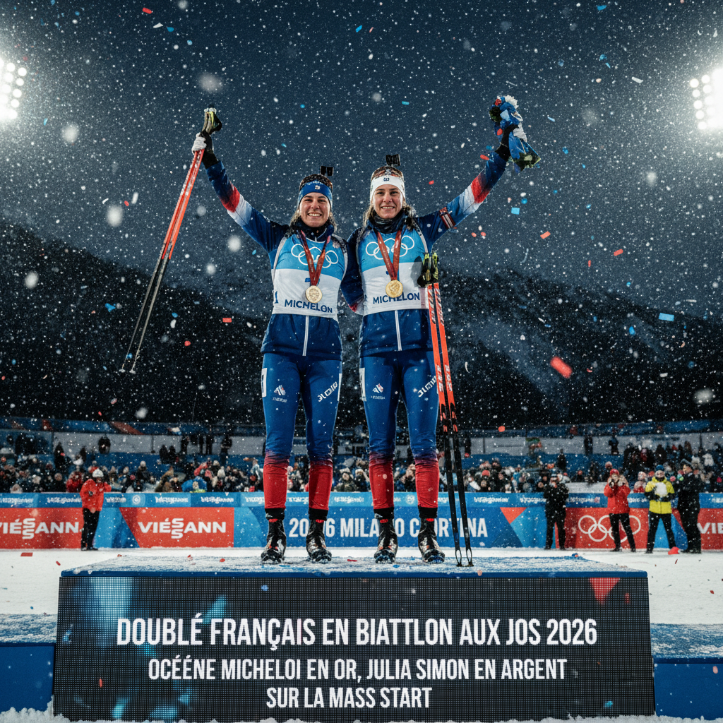 Doublé français en biathlon : Océane Michelon en or, Julia Simon en argent à la mass start des JO 2026